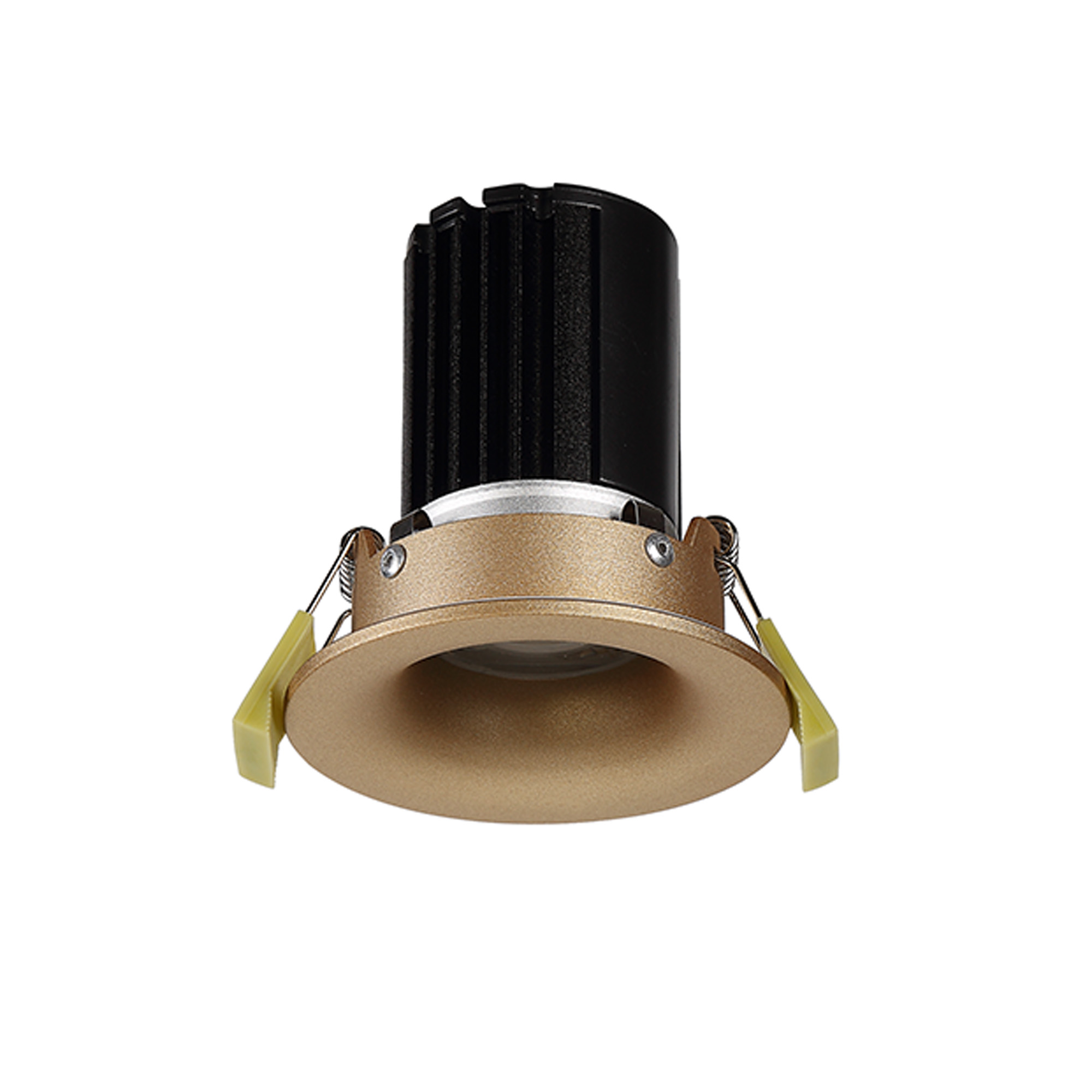 Bruve 12 Tridonic powered 12W 3000K 1200lm 36° LED Engine,300mA , CRI>90 LED Engine Champagne Gold Fixed Round Recessed Downlight, Inner Glass cover, IP65
